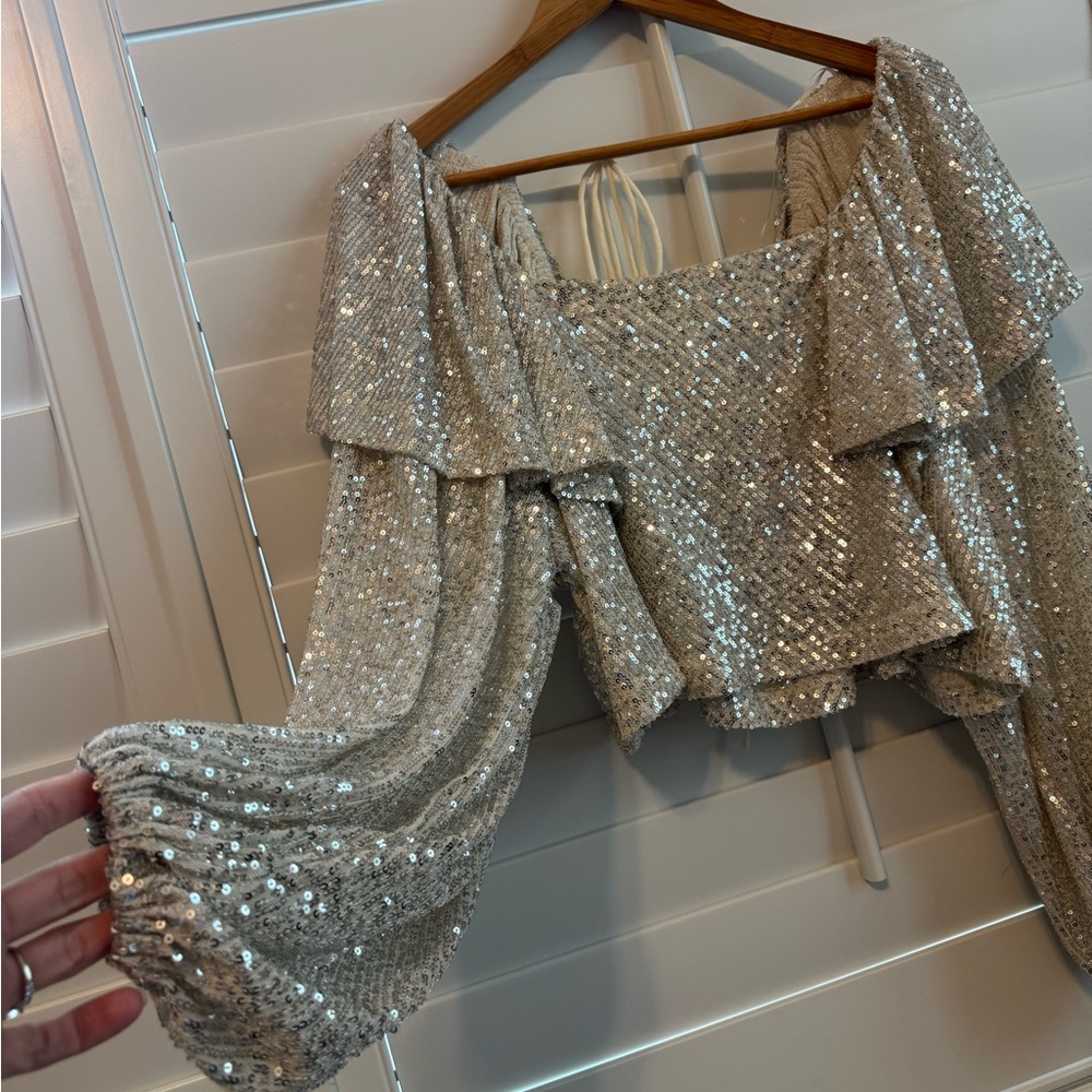 Sequin Silver Women's Top